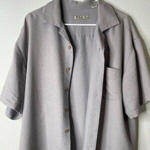 Batik Bay Men XL Gray Button Up Short Sleeve Summer Beach Casual Sport Shirt